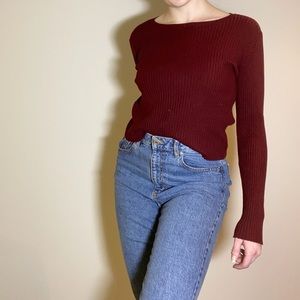 Red Boat Neck Long Sleeve